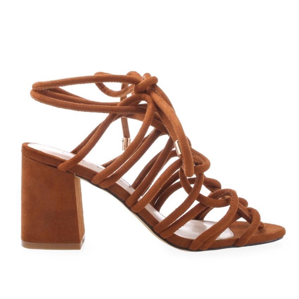 Priveleged Kinsley Lace Up Heels in Cognac